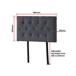 Modern Linen Fabric Single Bed Deluxe Headboard - Grey