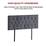 Cozy Linen Fabric Double Bed Deluxe Headboard - Grey