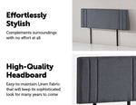 Modern Linen Fabric Queen Bed Deluxe Headboard - Grey