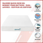 Queen 25Cm Gel Memory Foam Mattress - Dual-Layered