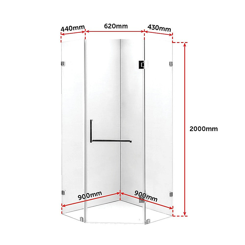 900 X 900Mm Frameless 10Mm Glass Shower Screen