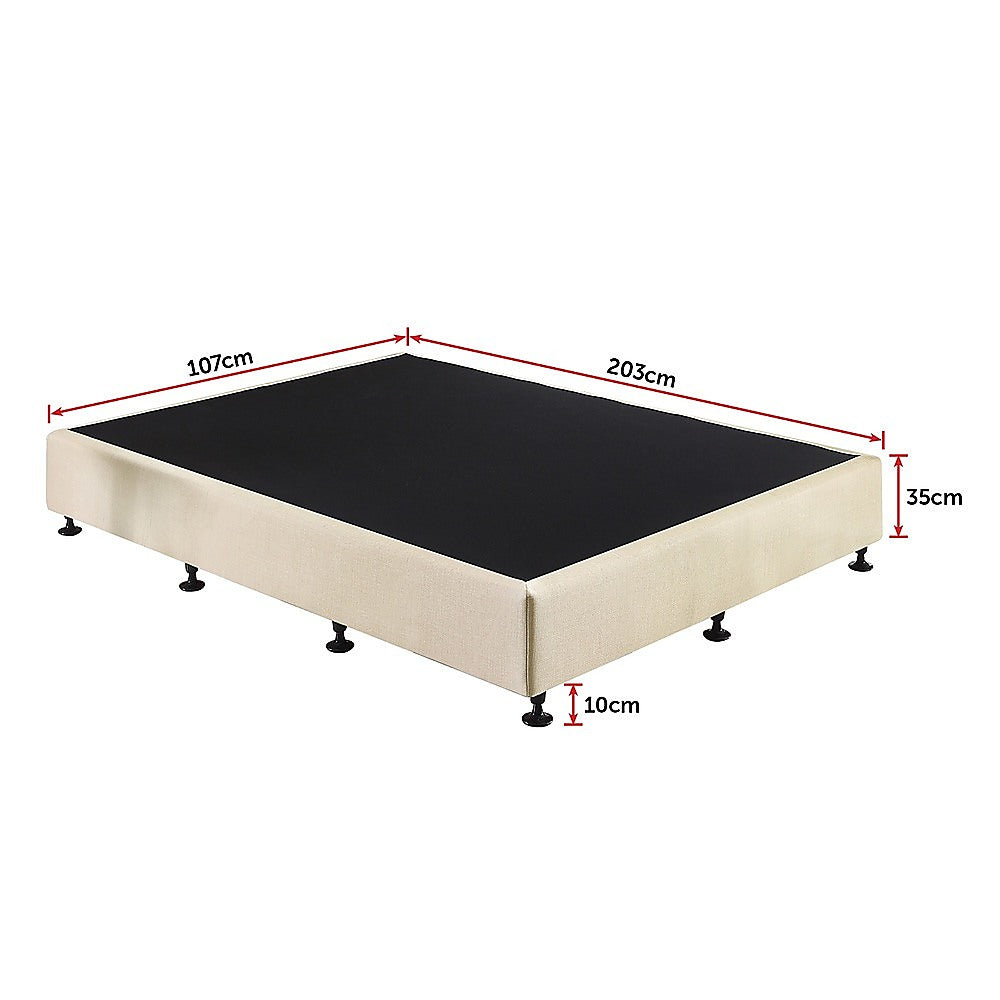 King Single Ensemble Bed Base Platinum Natural Sand Linen Fabric