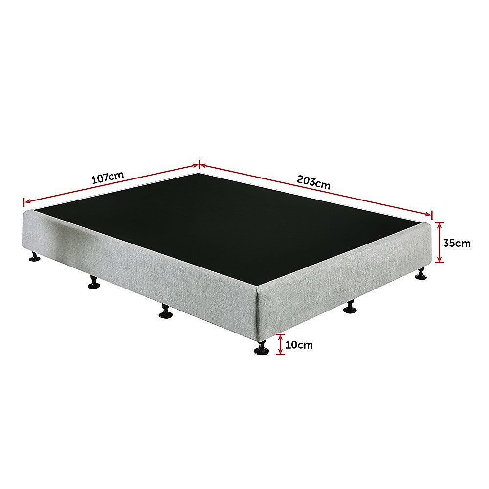 King Single Ensemble Bed Base Platinum Light Grey Linen Fabric