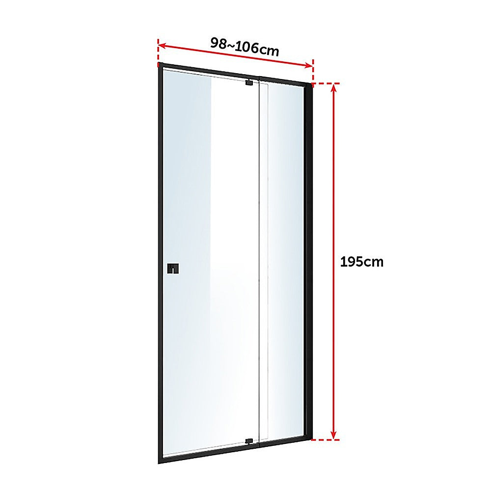 Adjustable Semi Frameless Shower Screen (98~106) X 195Cm Australian Safety Glass