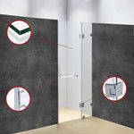 90 x 200cm Wall to Wall Frameless Shower Screen-Black/Chrome