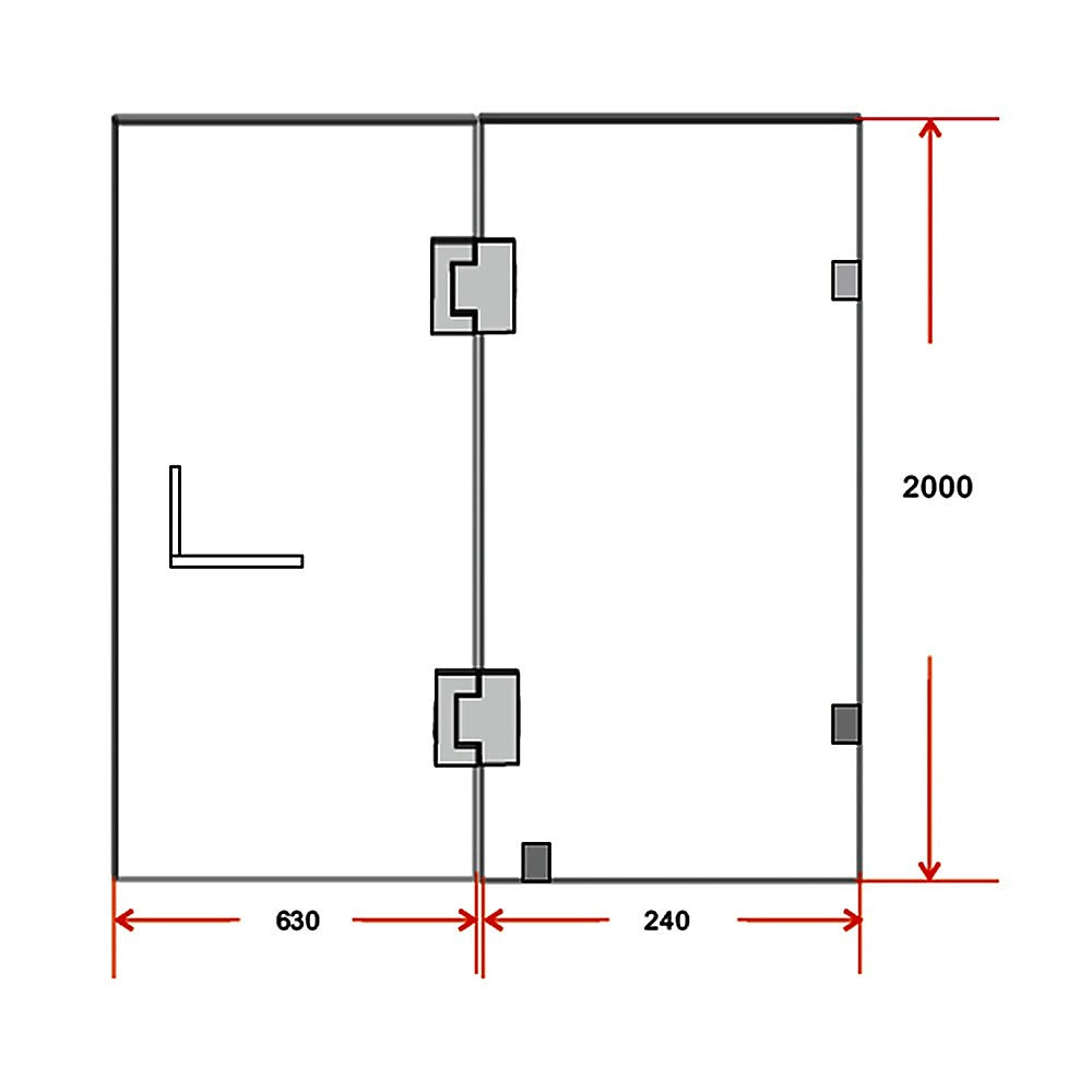 90 x 200cm Wall to Wall Frameless Shower Screen-Black/Chrome