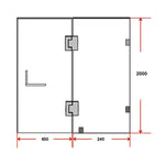 90 x 200cm Wall to Wall Frameless Shower Screen-Black/Chrome