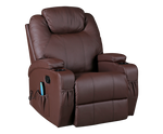 Brown Massage Sofa Chair Recliner Swivel Leather 8 Point Heated