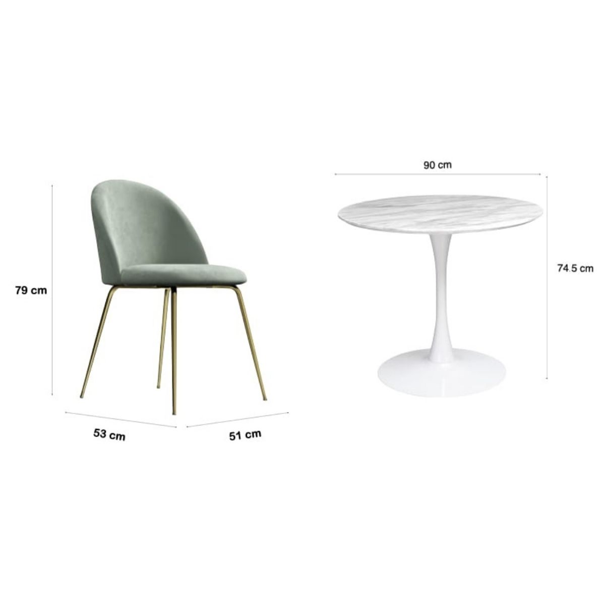 White 5 Piece Dining Set Table and Chairs