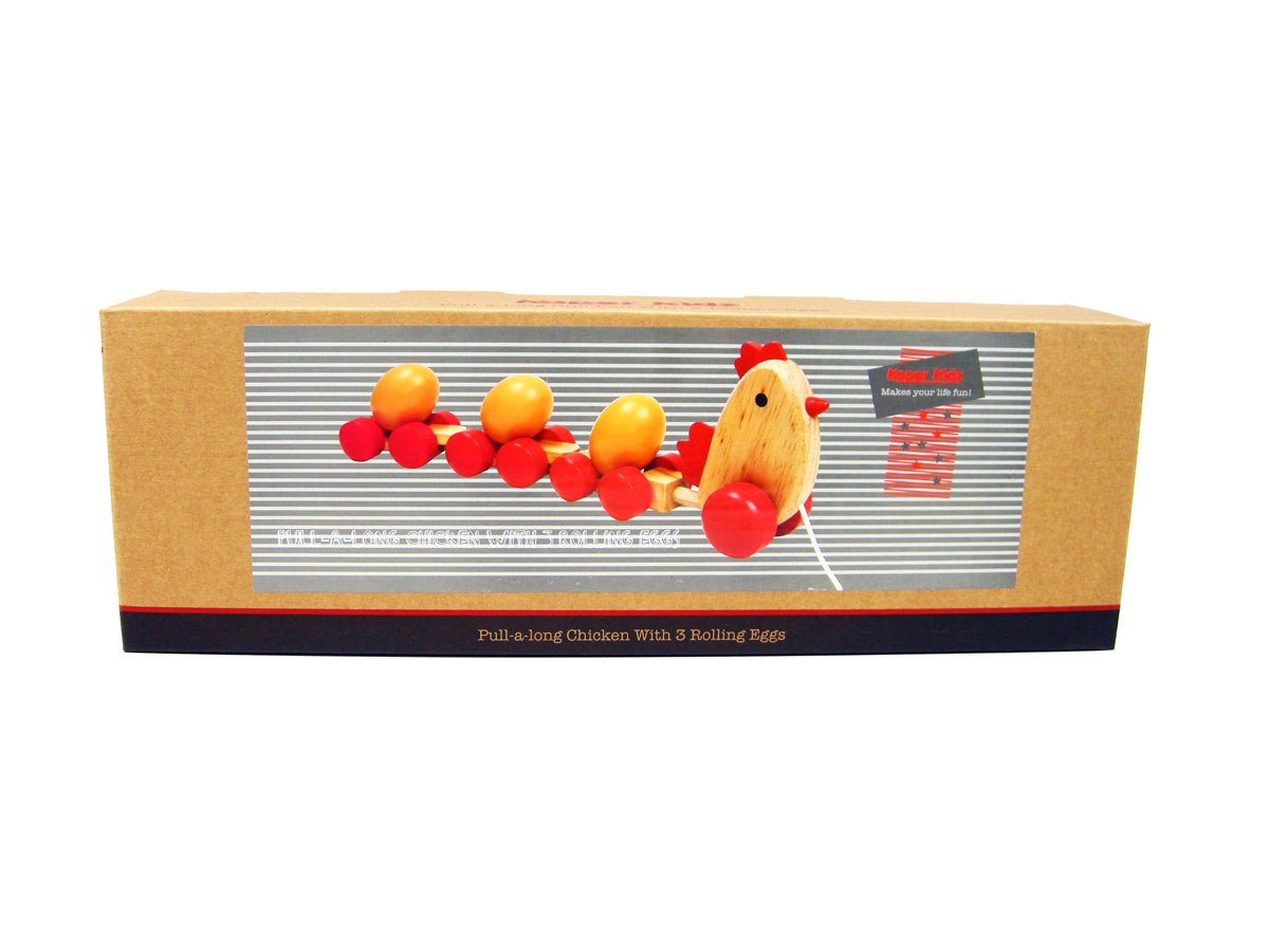 PULL-A-LONG CHICKEN W 3 EGGS