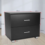 Bedside Table with Drawers MDF Wood - Black