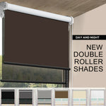 Modern Day/Night Double Roller Blinds Commercial Quality 120x210cm Coffee Black