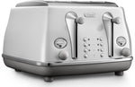 Delonghi icona capitals 4 slice toaster (sydney white)