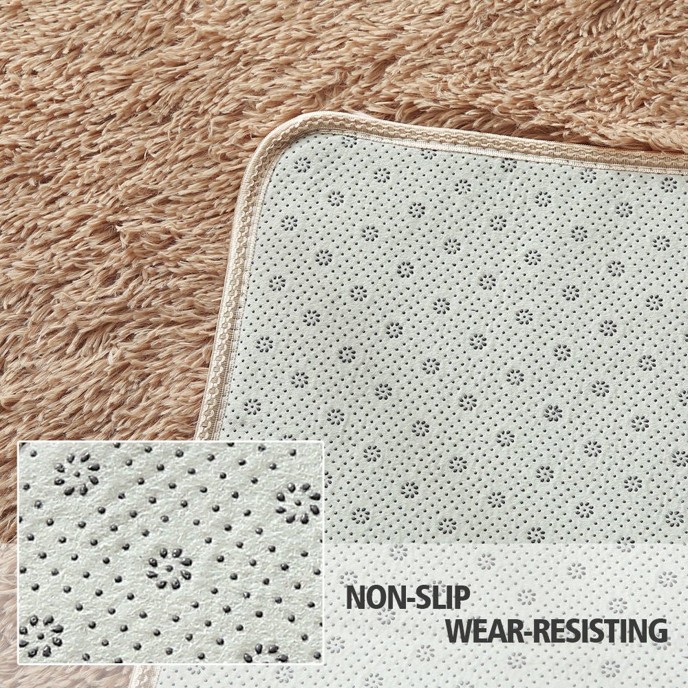 Designer Soft Shag Shaggy Floor Confetti Rug Carpet Home Decor 120x160cm Tan