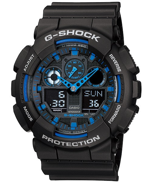 Casio G-Shock Analogue/Digital Mens Black Watch GA100-1A2 GA-100-1A2DR