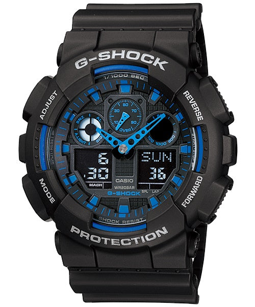  Casio G-Shock Analogue/Digital Mens Black Watch GA100-1A2 GA-100-1A2DR