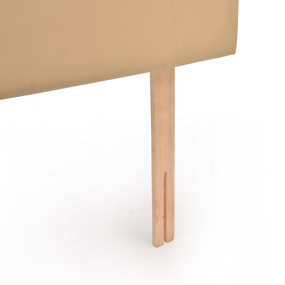 PU Leather Bed Headboard with Wooden Legs in King Size in Cream Colour