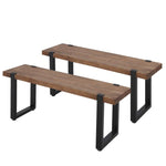 2x Wooden Kitchen Outdoor Garden Dining Chairs Bench