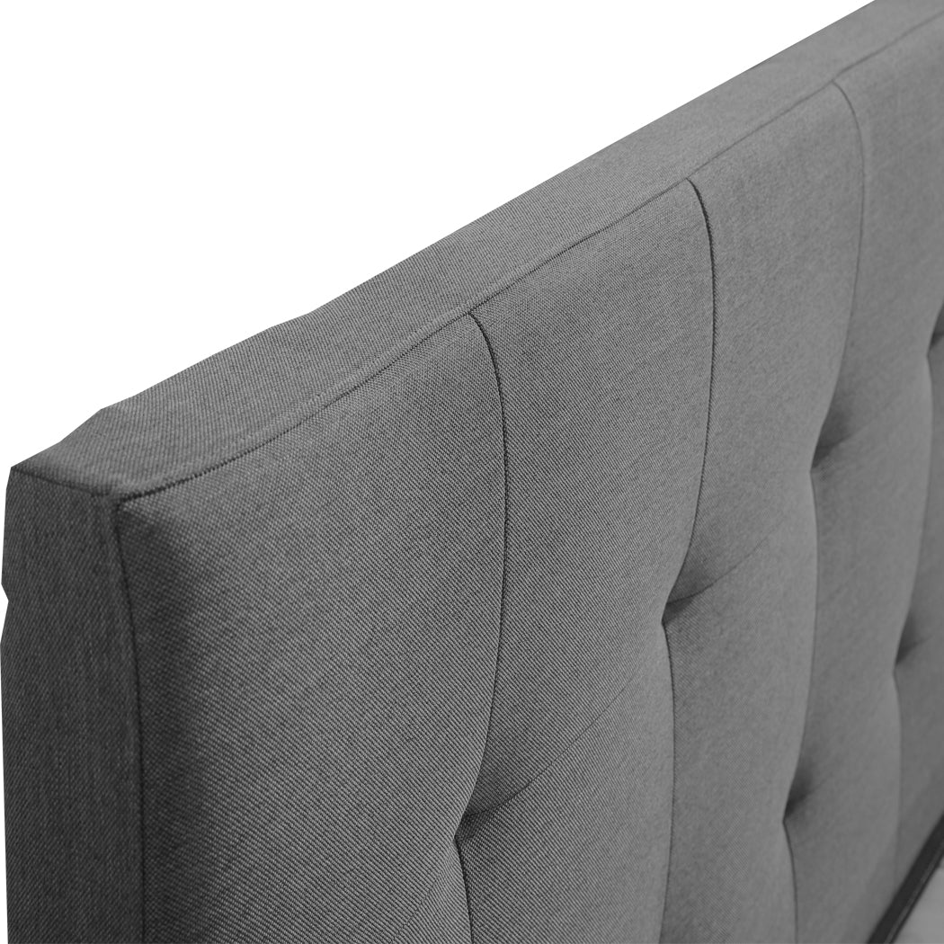 Bed Frame King Fabric With Drawers Grey