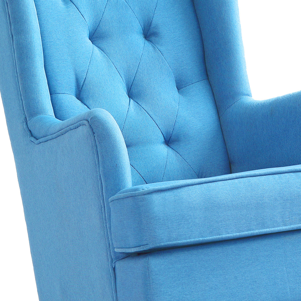 Rocking Chair Chairs Armchair Fabric Lounge Recliner Feeding Rocker Blue