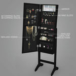 Mirror Two Doors Jewellery Cabinet Makeup Storage Jewelry Organiser Box Tall Type