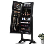 Dual Use Mirrored Jewellery Dressing Cabinet with LED Light Black Colour