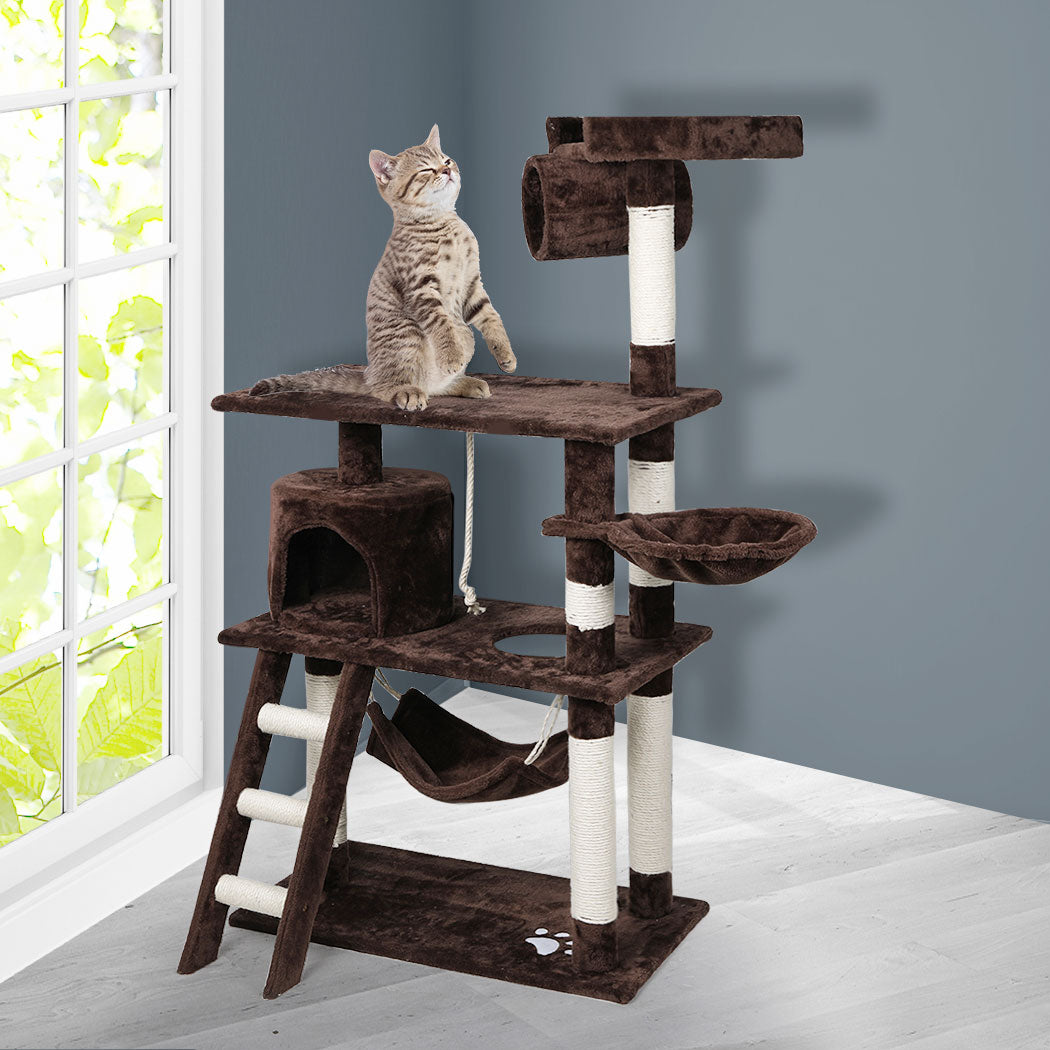 Cat Tree Beastie Scratching Post Pet Scratcher Tower 140cm Dark Brown