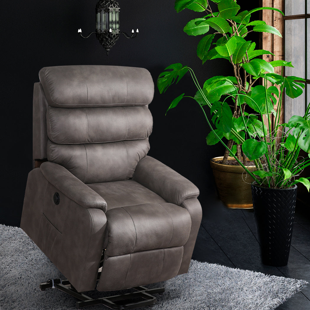Recliner Chair Electric Lift Chair Armchair Lounge Sofa Grey USB Charge