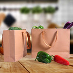 50x Brown Paper Bag Shopping Retail Bag Handles