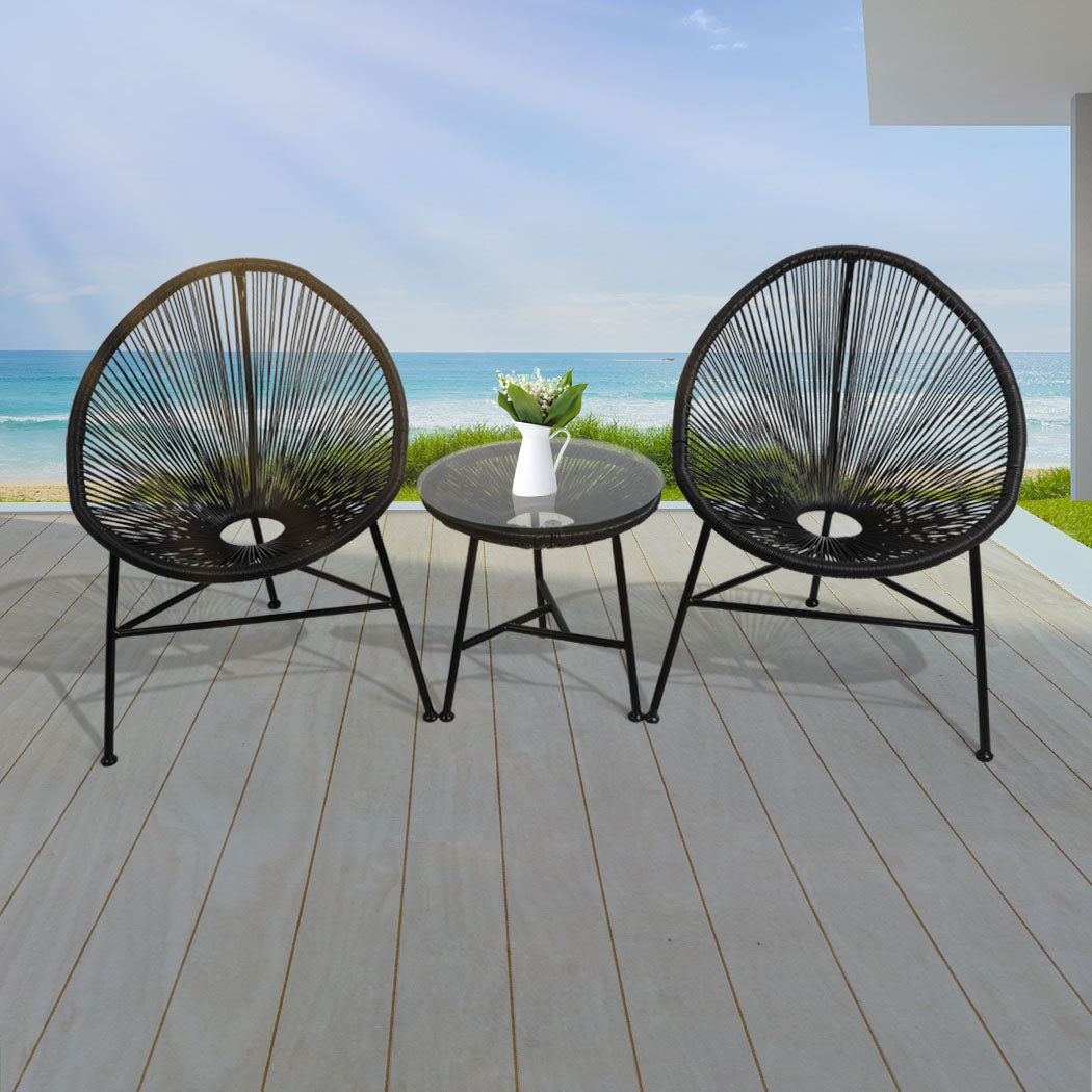 3Pcs Outdoor Chairs Bench