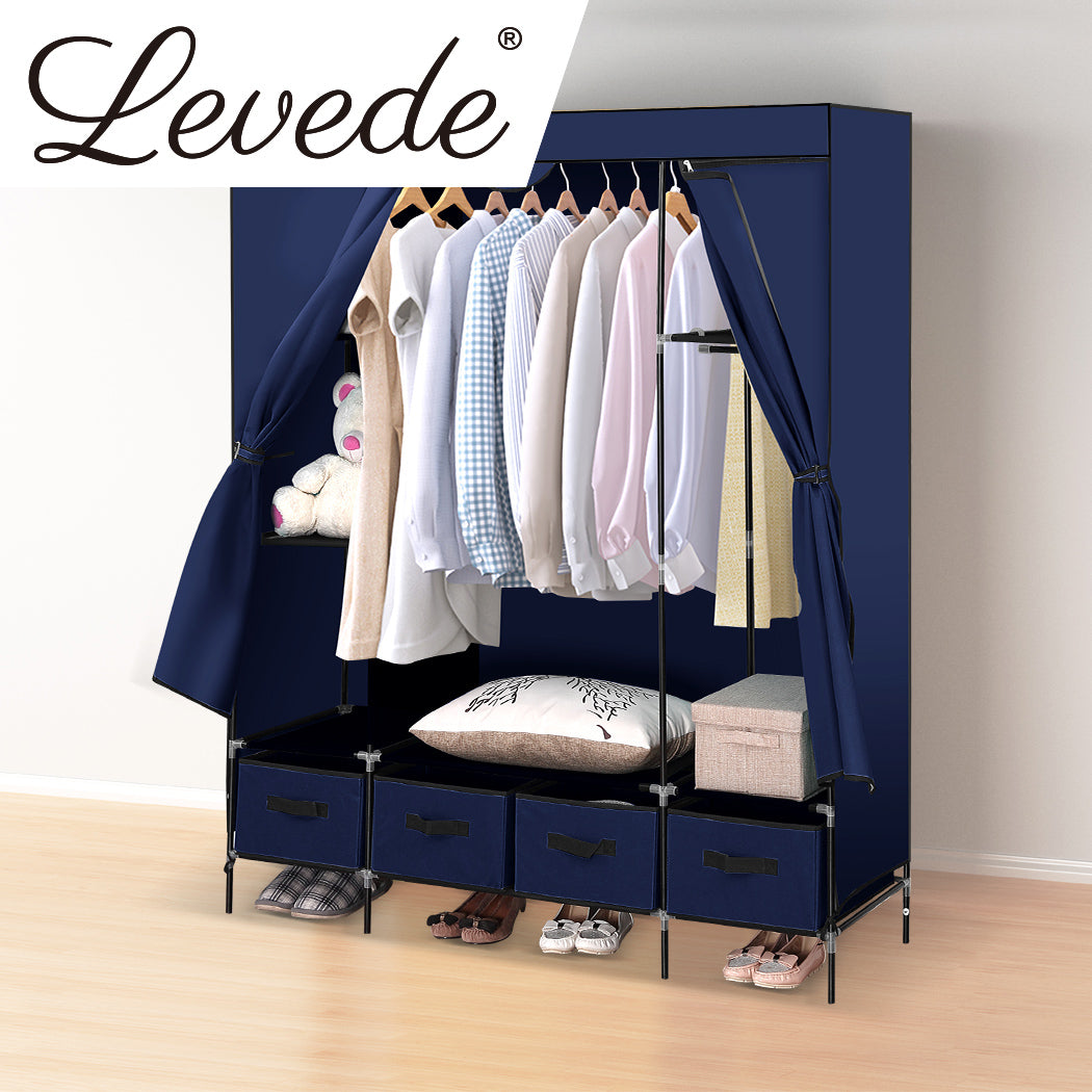4 Drawer Portable Wardrobe Navy Blue