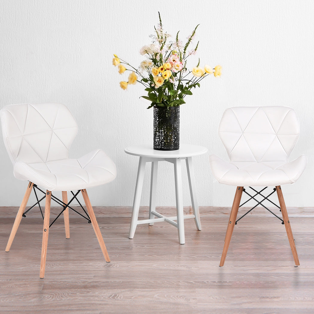 4xPU Leather Dining Chairs-White
