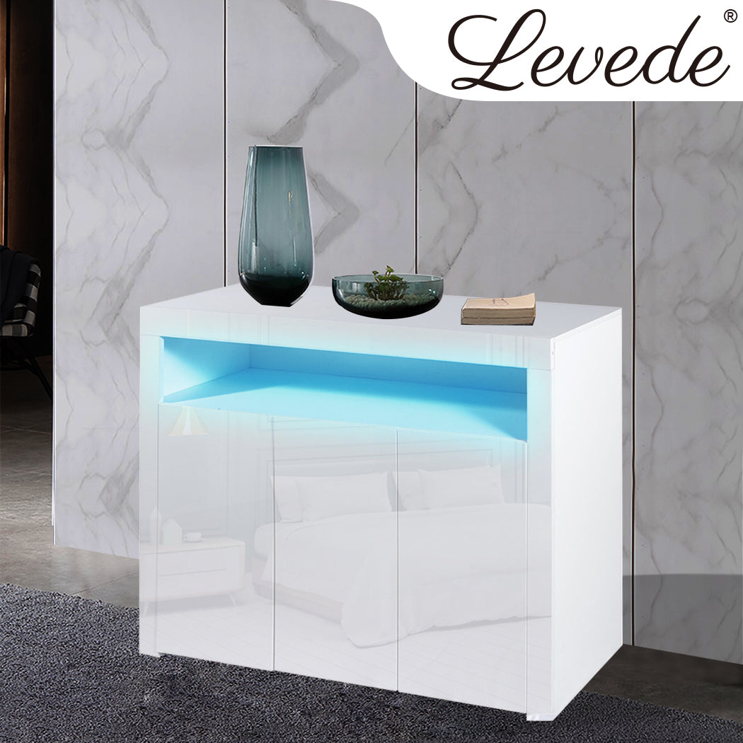Buffet Sideboard Cabinet Storage Modern High Gloss Furniture White