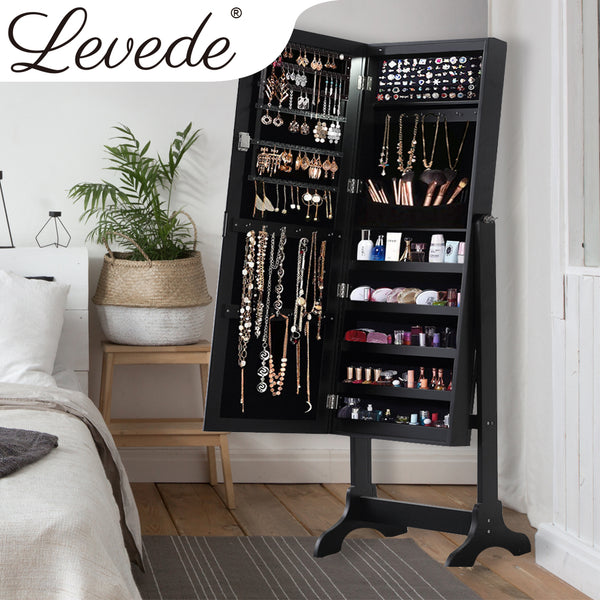  Dual Use Mirror Jewellery Cabinet in Black Colour