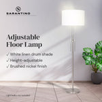 Brushed Nickel Height-Adjustable Metal Floor Lamp