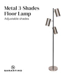3-Shade Metal Floor Lamp Nickel & Matte Black Finish