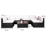 7pc Black PE Rattan Outdoor Sofa Furniture Garden Patio Set Black