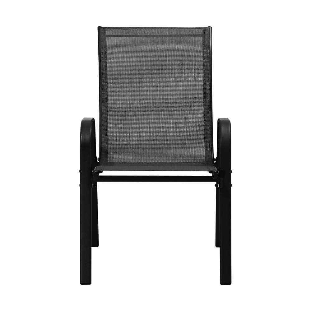 Set of 2 Outdoor Stackable Chairs Patio Furniture Lounge Chair Bistro Set