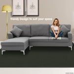 Linen Corner Sofa Couch Lounge L-shape Right Chaise D.Grey