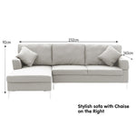 Linen Corner Sofa Couch Lounge with Chaise Seat Light Grey