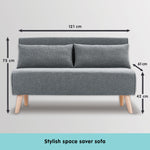2-Seater Adjustable Sofa Bed Lounge Linen - Dark Grey