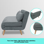 2-Seater Adjustable Sofa Bed Lounge Linen - Dark Grey