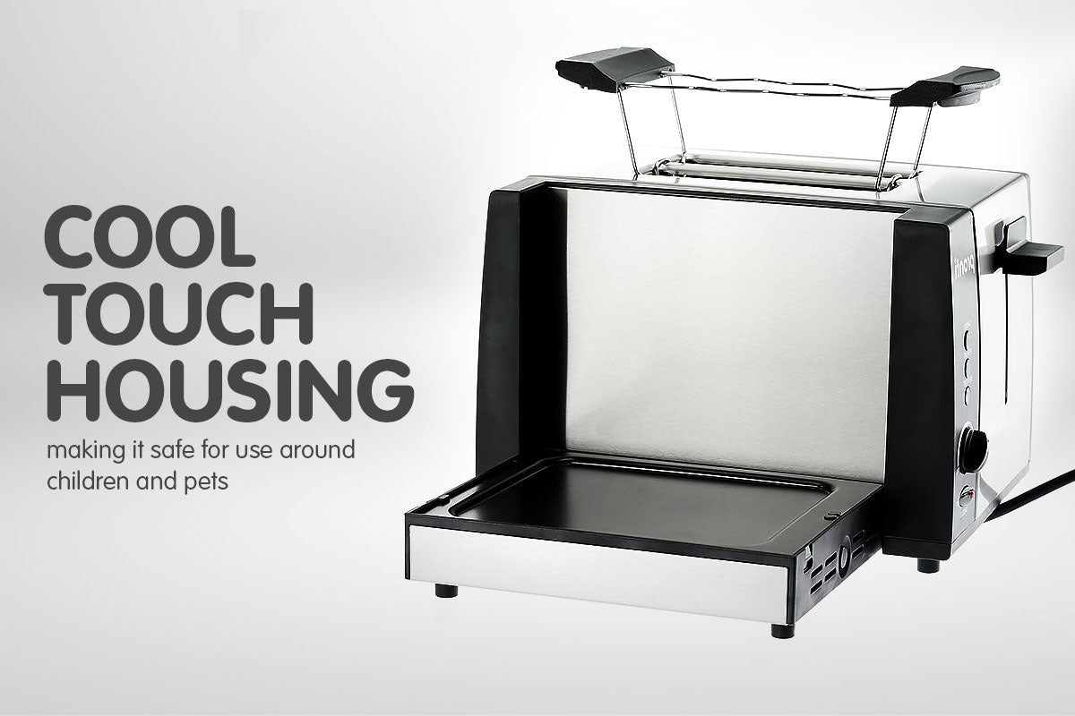 Pronti 3-in-1 Toaster Griddle Hot Plate Electric 2 Slices Grill