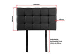Pu Leather Single Bed Deluxe Headboard Bedhead - Black