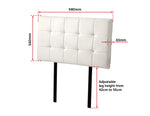 Pu Leather Single Bed Deluxe Headboard Bedhead - White