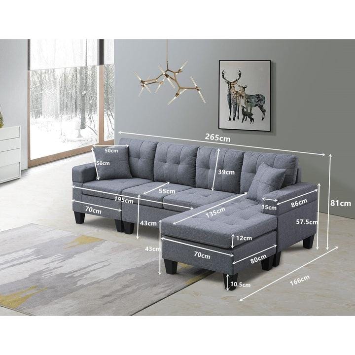 Versatile and Stylish Reversible Sofa Couch Suite - Dark | 4 Seater Modular Corner Sectional Set