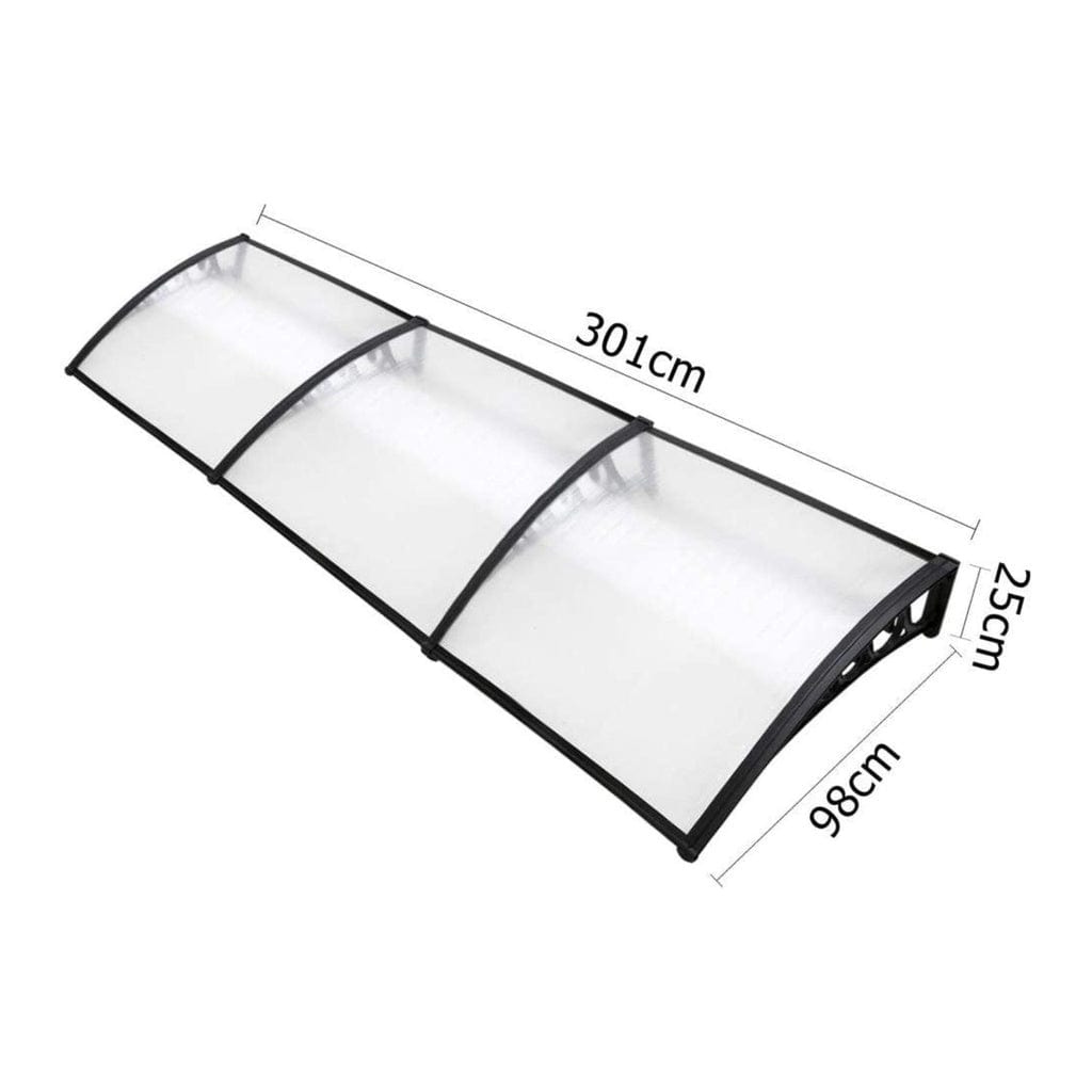 Window Door Awning Canopy Outdoor UV Patio Rain Cover Clear - White