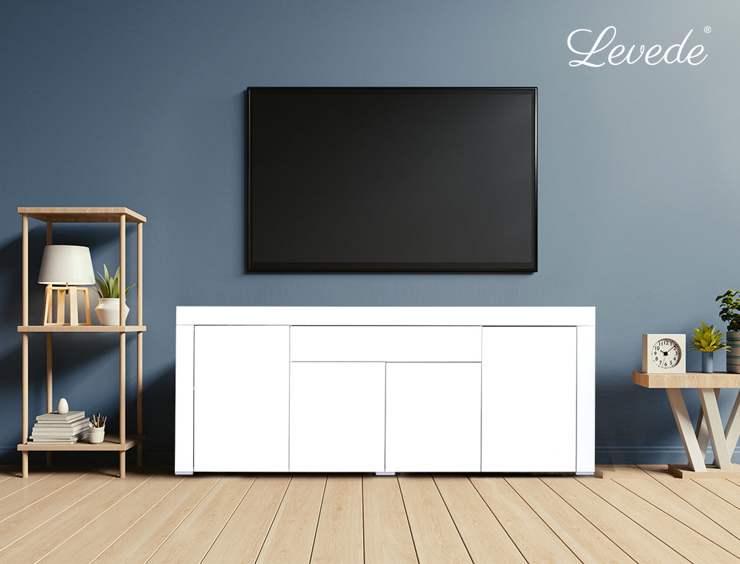 Buffet Sideboard Cabinet High Gloss Storage Modern Doors Cupboard Black