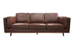 Brown 3-Seater Lounge Sofa With Wooden Frame