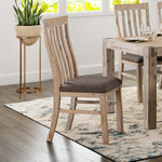 2X Wooden Frame Leatherette In Solid Acacia Wood & Veneer Dining Chairs In Oak